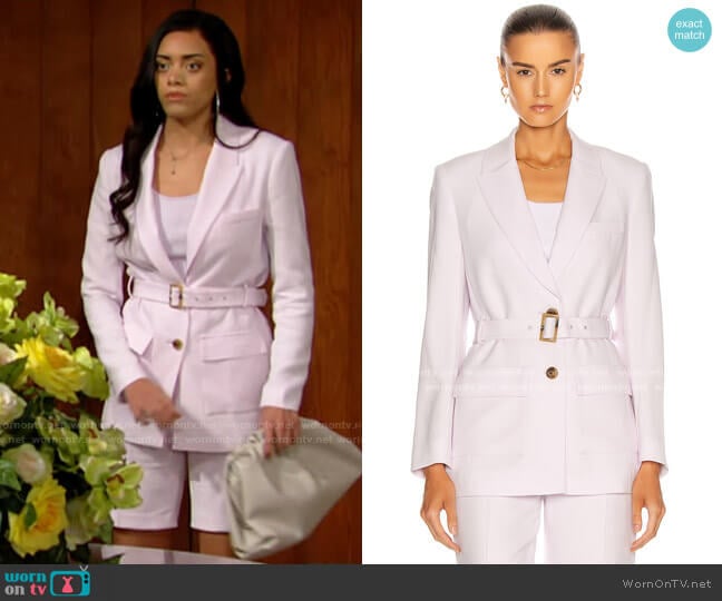 Jonathan Simkhai Astrid Crepe Safari Blazer worn by Zoe (Kiara Barnes) on The Bold and the Beautiful