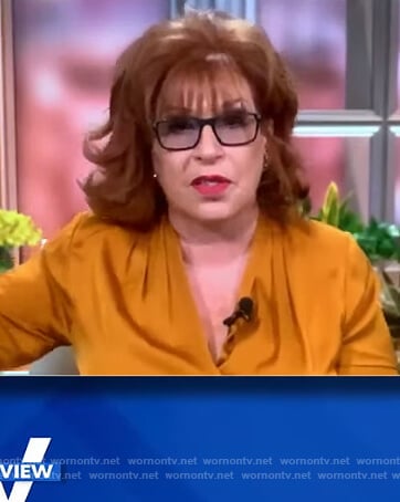 Joy’s yellow pleated blouse on The View