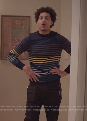 Junior’s blue striped sweatshirt on Black-ish
