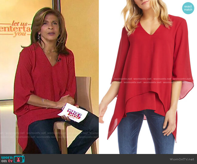 Karen Kane Layered Hem Silky Crepe Top worn by Hoda Kotb on Today