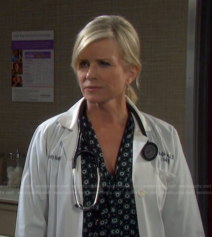 Kayla’s floral tie neck dress on Days of our Lives