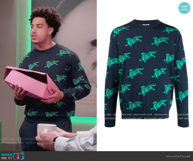 Kenzo Tiger Motif Sweatshirt worn by Andre Johnson Jr (Marcus Scribner) on Black-ish