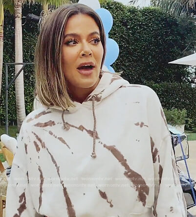 Khloe’s white tie dye print hoodie on Keeping Up with the Kardashians