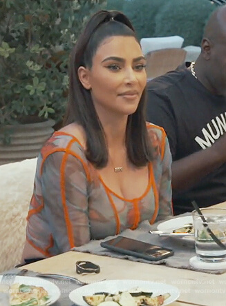 Kim’s mesh printed top on Keeping Up with the Kardashians
