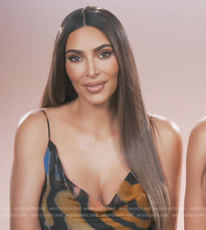 Kim’s multicolored zebra stripe dress on Keeping Up with the Kardashians