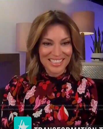 Kit’s black and pink floral dress on Access Hollywood