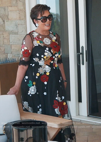 Kris’s floral tulle dress on Keeping Up with the Kardashians