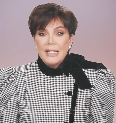 Kris’s gingham check button down mini dress on Keeping Up with the Kardashians