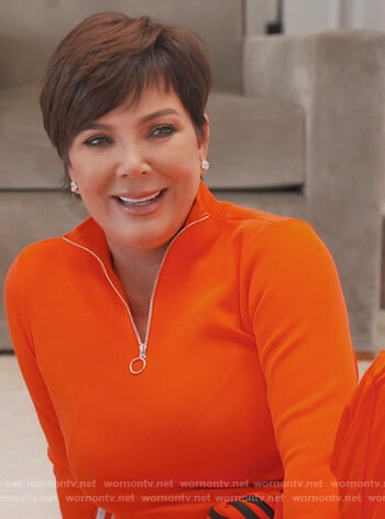 Kris’s orange adidas track pants on Keeping Up with the Kardashians