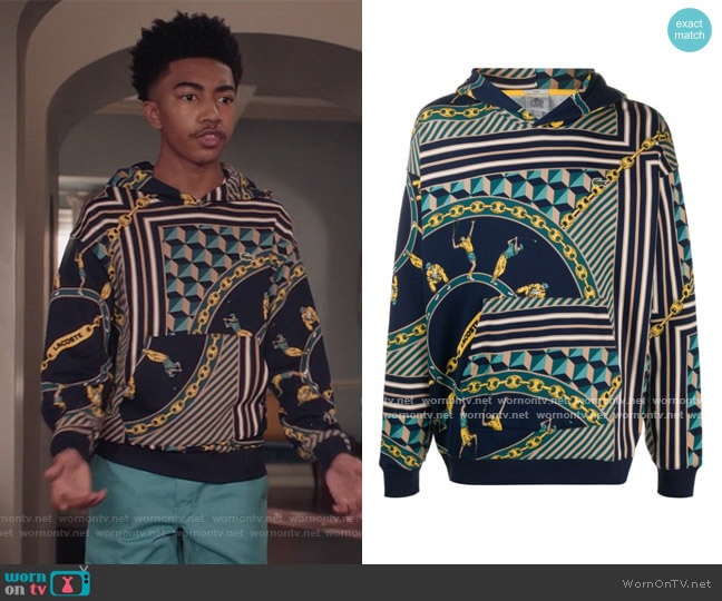 Lacoste Sport Print Hoodie worn by Jack Johnson (Miles Brown) on Black-ish
