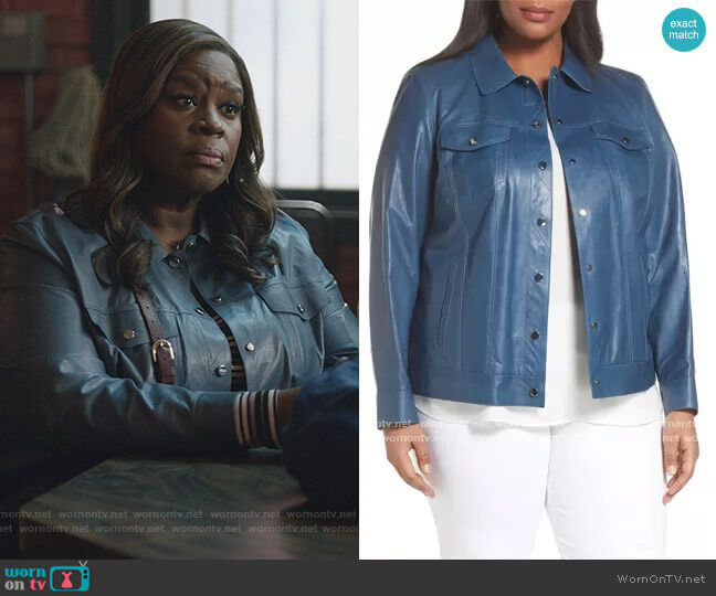 Lafayette 148 New York Destiny Leather Jacket worn by Ruby Hill (Retta) on Good Girls