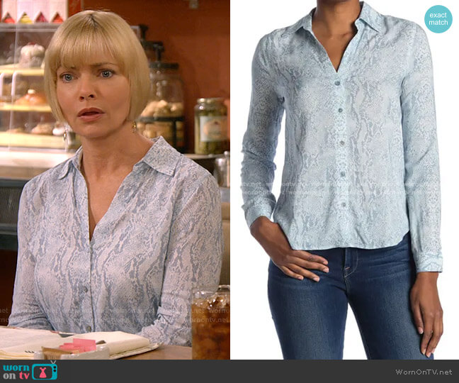 L'Agence Holly Snake Print Blouse worn by Jill Kendall (Jaime Pressly) on Mom