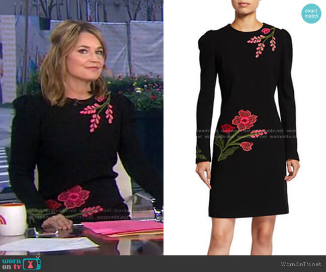 Lela Rose Floral Embroidered Tunic Dress worn by Savannah Guthrie on Today