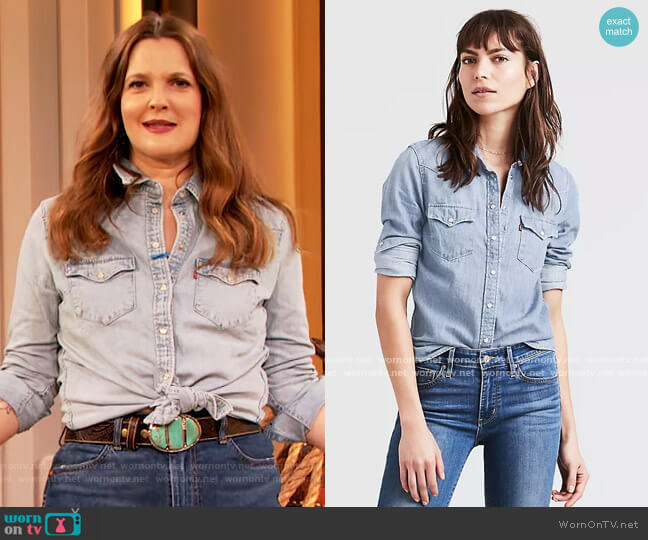 Levis Ultimate Western Denim Shirt worn by Drew Barrymore on The Drew Barrymore Show