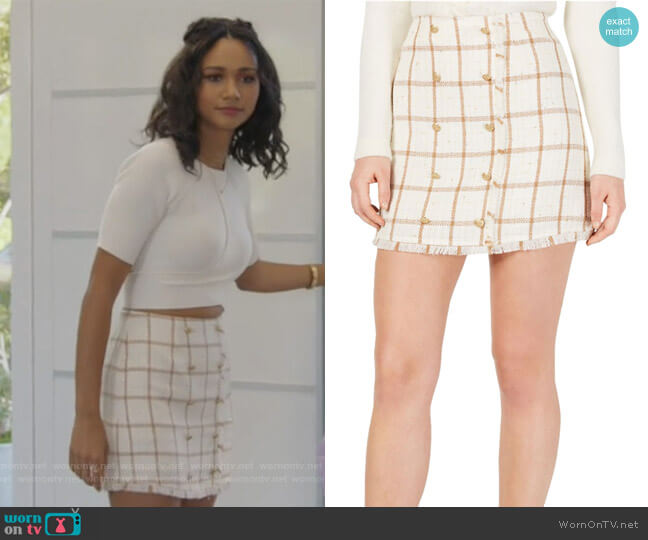 Leyden Monroe Printed Mini Skirt worn by Layla Keating (Greta Onieogou) on All American