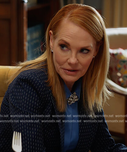 Lisa’s blue dash print blazer and pants on All Rise