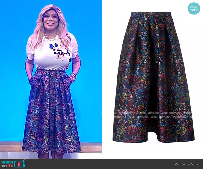 L.K. Bennett Aurorie Floral Skirt worn by Wendy Williams on The Wendy Williams Show