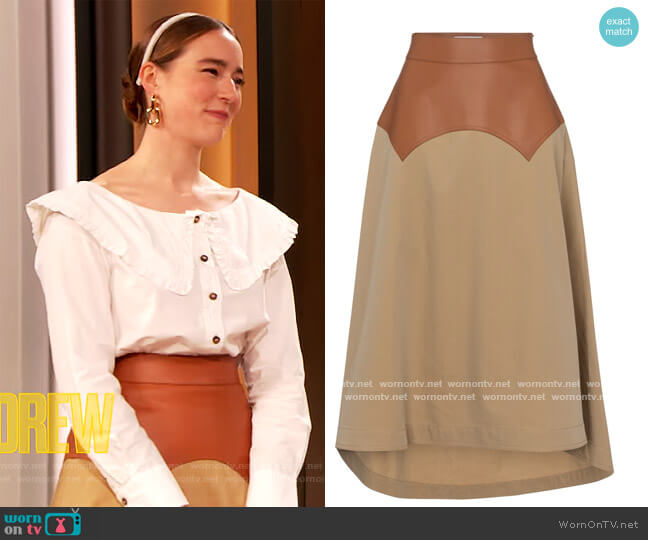 Loewe High-rise cotton and leather skirt