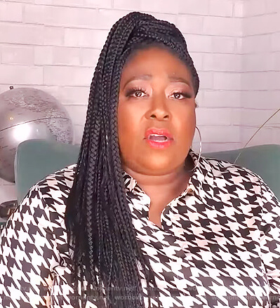 Loni’s houndstooth print blouse on The Real