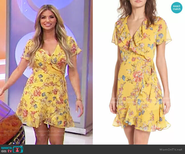 Lush Colie Ruffle Wrap Dress worn by Amber Lancaster on The Price is Right