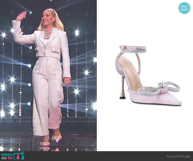Mach & Mach Double Bow Glitter Pump worn by Katy Perry on American Idol