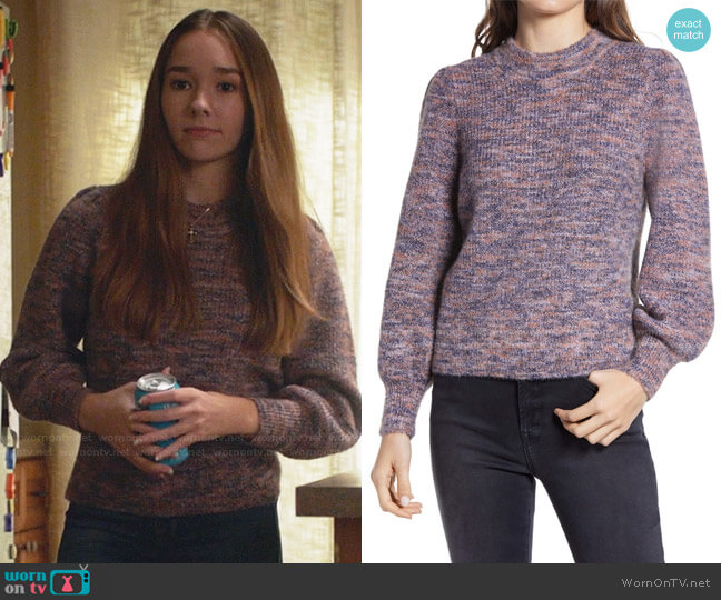 Madewell Eaton Space Dye Puff Sleeve Sweater worn by Angelina Meyer (Holly Taylor ) on Manifest