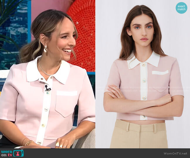 Maje Button-Up Short-Sleeved Cardigan worn by Lilliana Vazquez on E! News