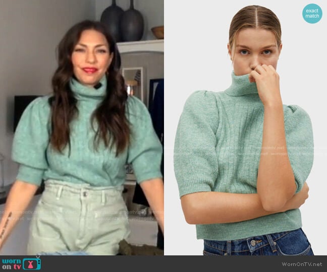 Mango Turtleneck Puff Sleeve Sweater