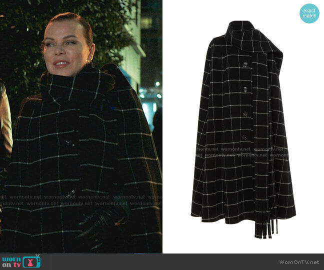 Marc Jacobs Checked Scarf-Detailed Wool Cape worn by Maggie (Debi Mazar) on Younger