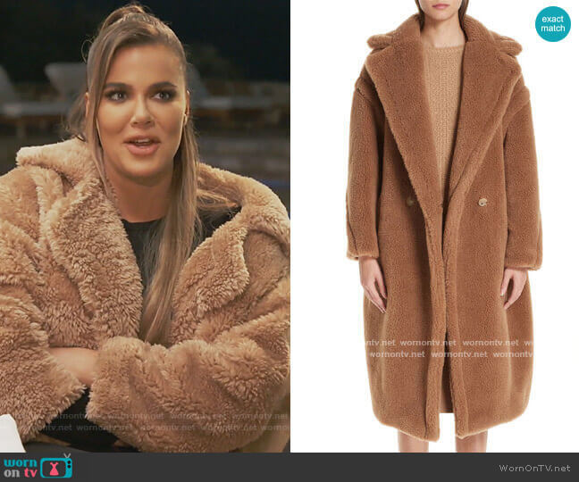 Max Mara Teddy Bear Icon Faux Fur Coat worn by Khloe Kardashian on Keeping Up with the Kardashians