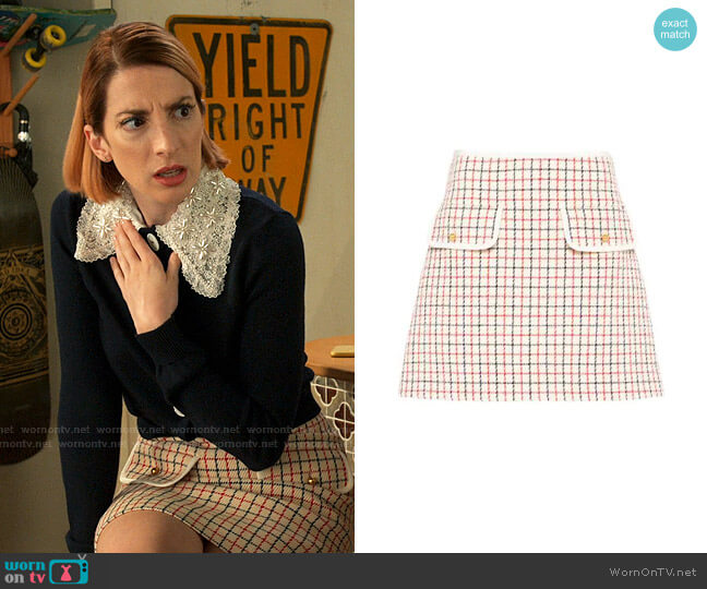 Miu Miu Checked Mini Skirt worn by Lauren (Molly Bernard) on Younger