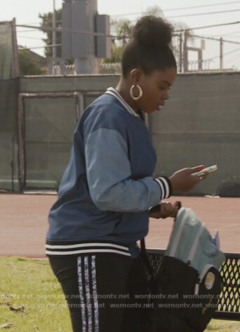 Nani’s blue denim bomber jacket on All American