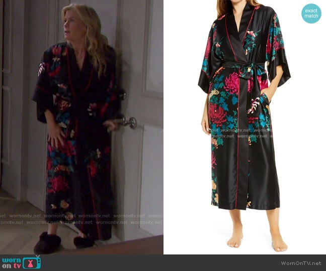 Natori Chrysanthemum Satin Robe worn by Sami Brady (Alison Sweeney) on Days of our Lives