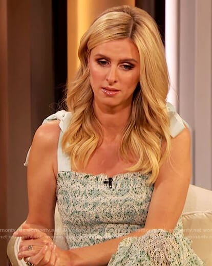 Nicky Hilton’s floral smocked dress with ties on The Drew Barrymore Show
