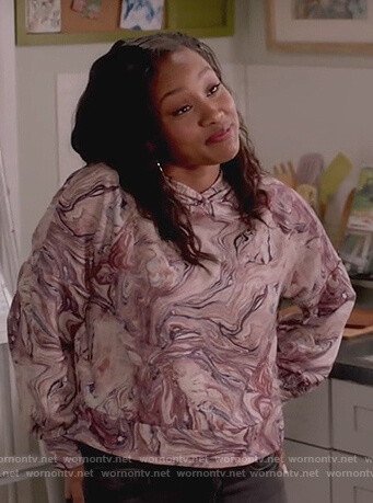 Olivia’s marble print hoodie on Black-ish