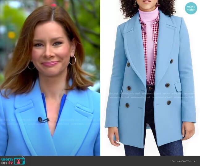 J. Crew Double Cloth Wool Double Breasted Coat worn by Rebecca Jarvis on Good Morning America