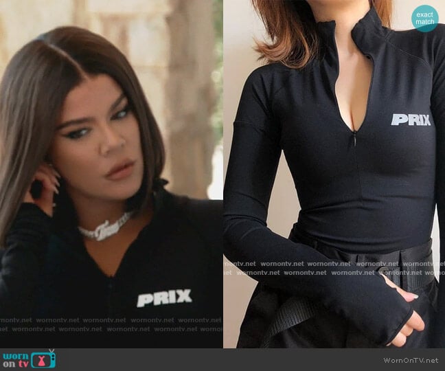 Prix Prix Workshop Zip top worn by Khloe Kardashian on Keeping Up with the Kardashians