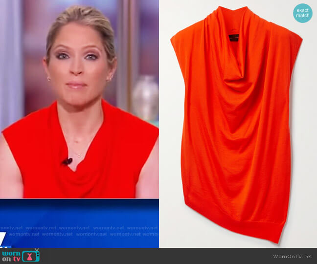 Proenza Schouler Asymmetric draped merino wool top worn by Sara Haines on The View