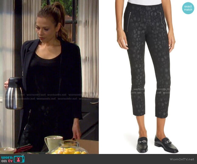 Rag & Bone Simone Leopard Print Zip Pocket Pants worn by Ava Vitali (Tamara Braun ) on Days of our Lives