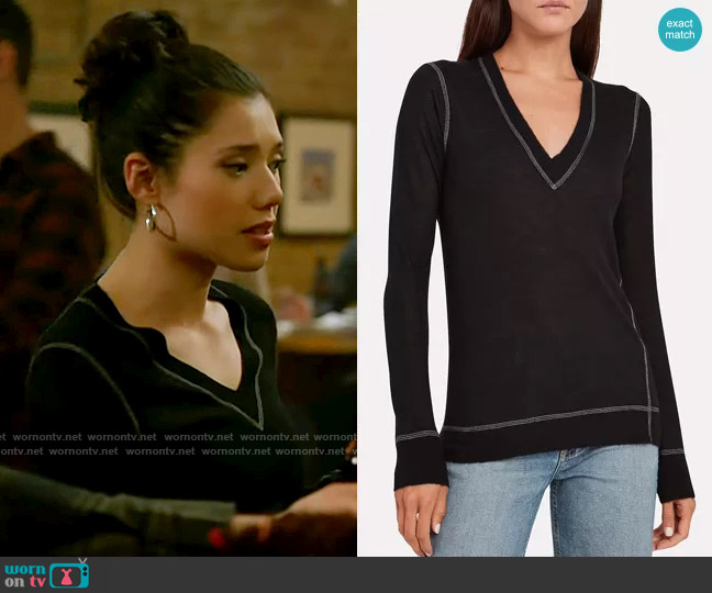 Rag & Bone Marina V-neck Sweater worn by Violet Mikami (Hanako Greensmith) on Chicago Fire