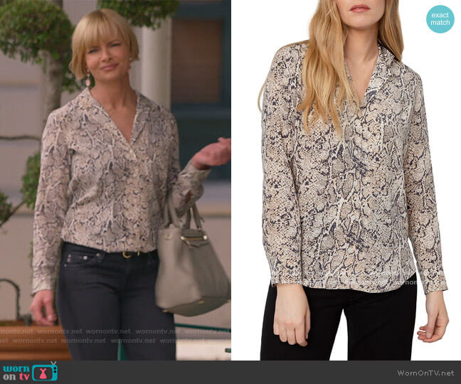 Rails Rebel Python Silk Blouse worn by Jill Kendall (Jaime Pressly) on Mom
