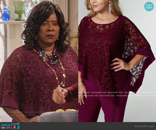 R&M Richards Formal Cape Pant Suits worn by MDear (Loretta Devine) on Family Reunion