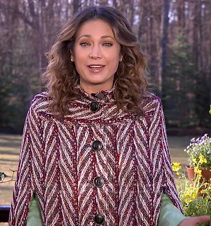Ginger’s red zig zag cape coat on Good Morning America