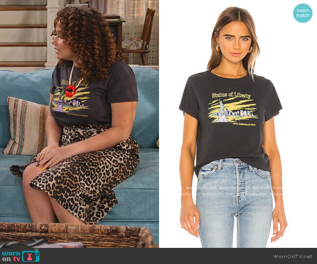 Re/done Classic Tee Statue of Liberty worn by Jade (Talia Jackson) on Family Reunion