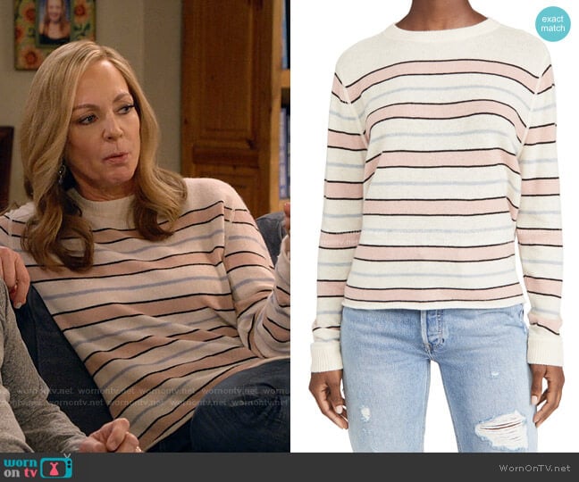 Reformation Cashmere Boyfriend Sweater worn by Bonnie Plunkett (Allison Janney) on Mom