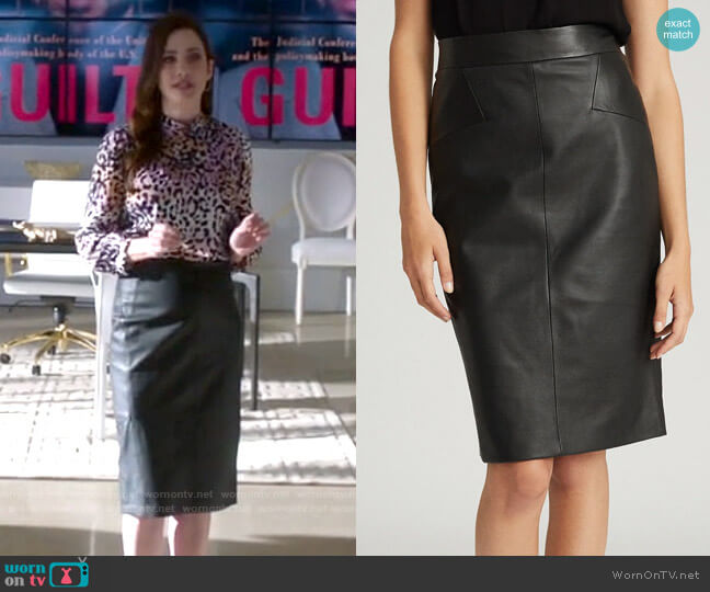 Reiss Reagan Leather Pencil Skirt worn by Andrea Rojas (Julie Gonzalo) on Supergirl