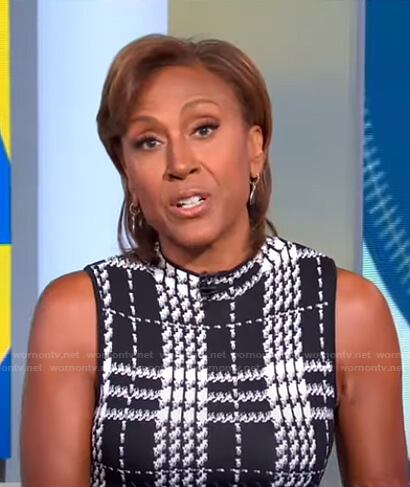 Robin’s black plaid sheath dress on Good Morning America