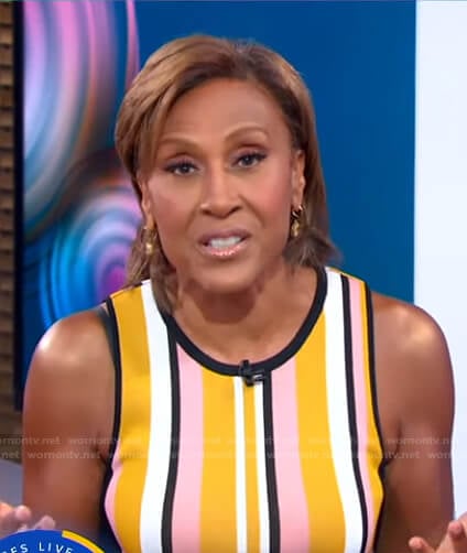 Robin’s orange striped sleeveless dress on Good Morning America