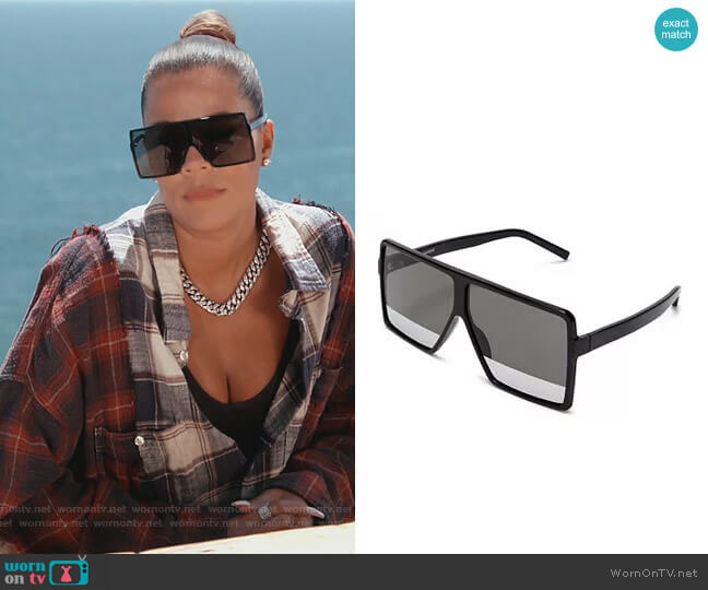 Saint Laurent 183 Betty Square Shield Sunglasses worn by Khloe Kardashian on Keeping Up with the Kardashians
