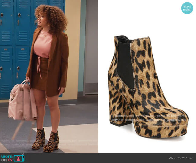 Sam Edelman Abella Leopard-Print Calf Hair Chelsea Boots worn by Jade (Talia Jackson) on Family Reunion
